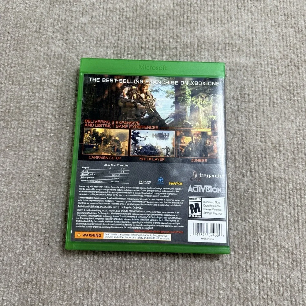 Call of‎ Duty: Black Ops 3 (Microsoft Xbox One, Tested Working)